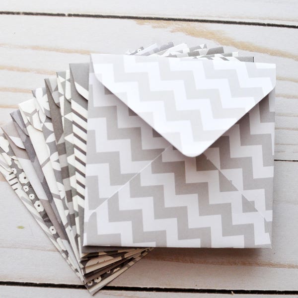 Gray Patterned Mini Cards // Blank Cards // Enclosure Cards // Gift Card Envelopes // Party Favors // Advice Card // Love Note // Guestbook
