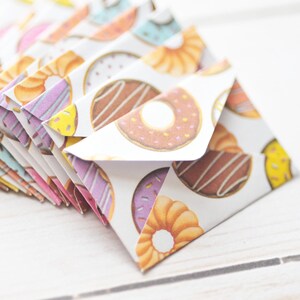 Tiny Donut Love Notes – Set of 10 Teeny Envelopes - Sweet Stationery for Scrapbooks, Journals & Gifts