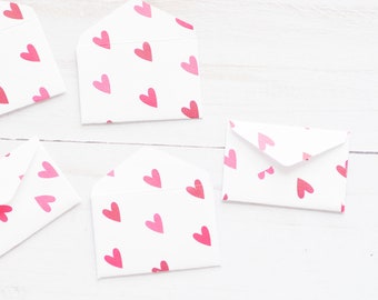 Pink & Red Heart Tiny Love Notes - Set of 10 - 1 inch x 1.5 inch - Tooth Fairy Notes, Scrapbooking and Journaling