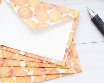 Watercolor Pumpkin Mini Cards – Set of 4 – Autumn Notes, Place Cards, Friendsgiving, Enclosures