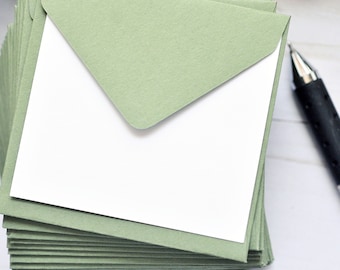 Mini Envelopes – Garden Green - Set of 10 - Thank You Notes, Weddings & Gift Cards
