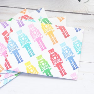 Rainbow Nutcracker Mini Envelopes – Set of 4 - Blank Holiday Cards for Stocking Stuffers, Gift Packaging, Favors & Christmas Notes