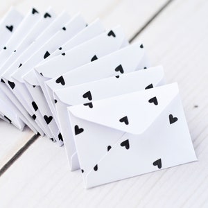 Black Heart Tiny Love Notes – Set of 10 - Tiny Envelopes & Cards for Tooth Fairy Notes, Love Messages and Tiny Keepsakes