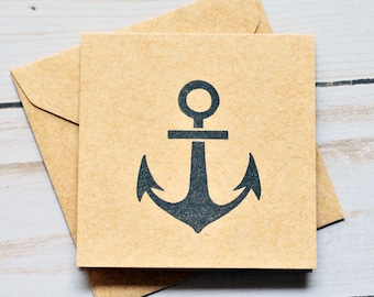 Anchor Mini Cards – Nautical Kraft Note Cards with Envelopes for Gifts, Enclosure Cards, Scrapbooking & Coastal Stationery