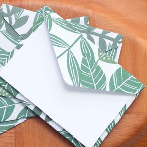 Botanical Mini Envelopes – Set of 4 - Green Leaf Stationery for Gifts, Journals & Notes