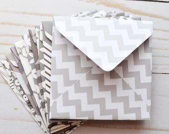Gray Patterned Mini Cards – Neutral Mini Envelopes with Blank Inserts for Gifts, Party Favors, Weddings, Showers & Guestbooks