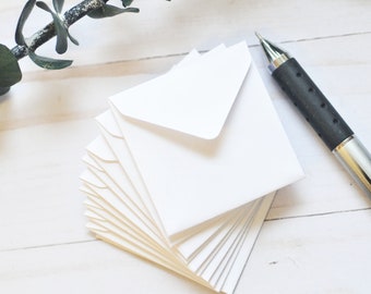 Mini Envelopes - White // 2 x 2 // Set of 10 // Square Envelope // Business Packaging // Keepsake Envelope // Advice Card // Mini Cards