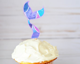 Mermaid Cupcake Toppers - SET OF 11 // Mermaid Tail Toppers // Under the Sea // Baby Shower Decoration // Birthday Party // Little Mermaid