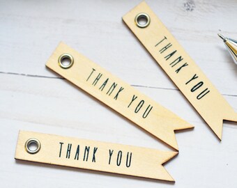 Wooden Thank You Tag - Set of 6 // Embellishment // Decoration // Wooden Tag // Natural Finish // Wooden Die Cut // Gift Tags // Party Favor