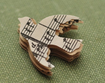 Bird Confetti // Pack of 50 // Sheet Music // Embellishments // Die Cuts // Ephemera // Confetti