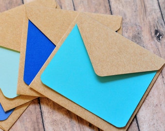 Shades of Green Mini Cards – Blank Square Notes With Kraft Envelopes ...