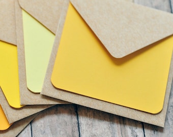 Shades of Yellow Mini Cards – Blank Notes with Kraft Envelopes for Love, Advice & Favors