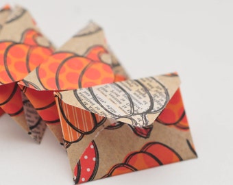 Tiny Pumpkin Patch Cards - Set of 10 - 1 inch x 1.5 inch - Blank Fall Notes, Gift Tags, Enclosure Cards, Halloween & Thanksgiving Decor