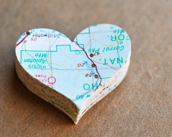 Vintage Map Heart Confetti – Set of 50 - Paper Embellishments for Scrapbooking, Journaling, Card Making & DIY Crafts