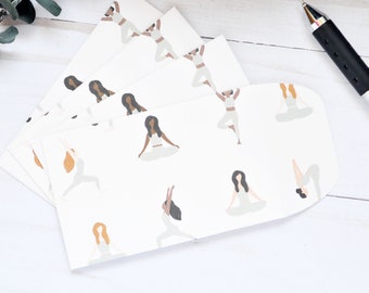 Yoga Mini Cards - Set of 4 // Gift Card Envelopes // Blank Cards // Enclosure Cards // Advice Cards // Fitness // Workout // Namaste