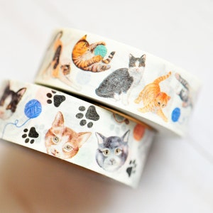 Cat Washi Tap - 2 rolls // 15 mm // Meow // Planner Accessory // Decorative Tape // Journaling // Packaging // Kittens // Bullet Journal