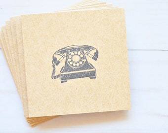 Retro Telephone Mini Cards – Blank Kraft Enclosure Cards, Love Notes, Gift Tags, Scrapbooking & Journaling