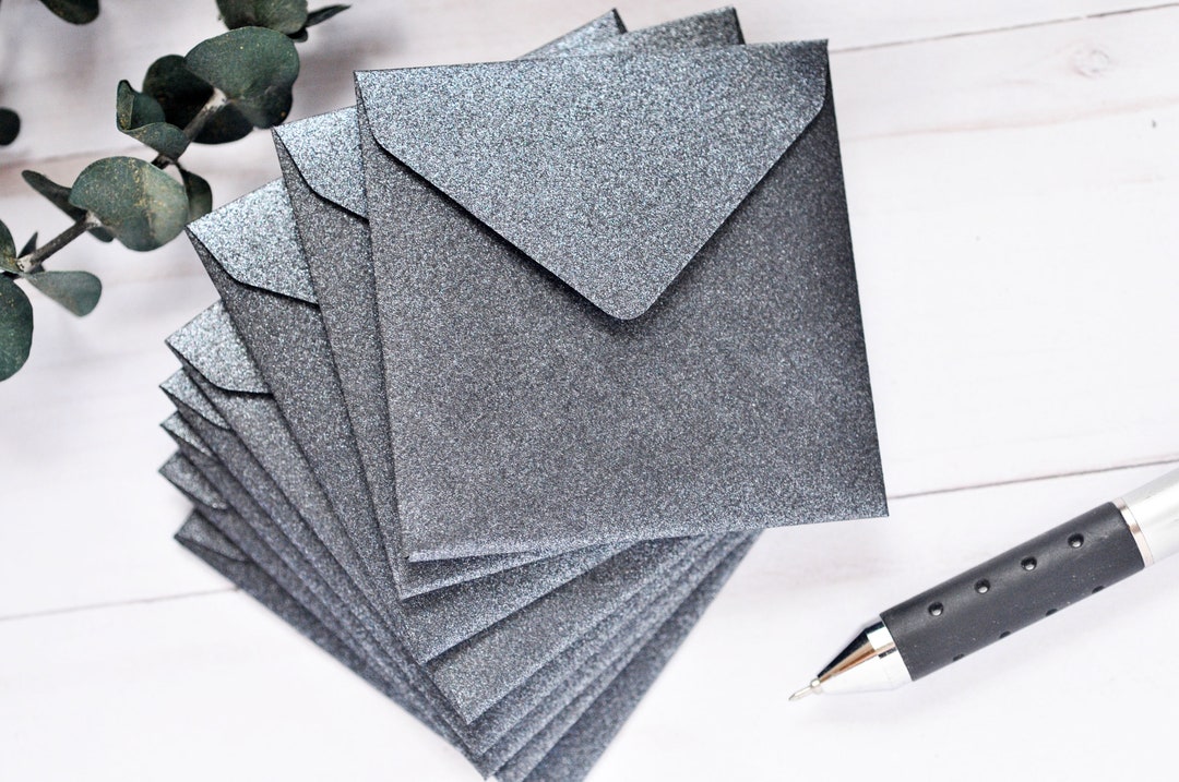 Mini Envelopes – Black Metallic – Set of 10 - 2" or 2.5" Square ...
