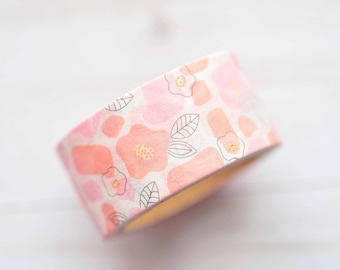 Peach and Pink Floral Washi Tape - 20 mm // 5 yards // Planner Accessory // Journaling // Blooms // Pink Flower // Scrapbooking