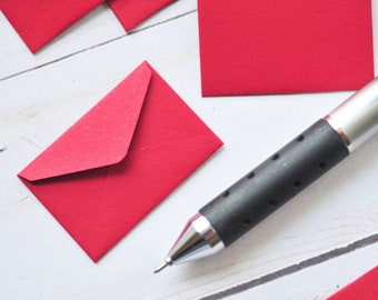 Tiny Envelopes - RED - 1 inch x 1.5 inch - Love Notes, Tooth Fairy Gifts, Valentine's Crafts and Scrapbooking Embellishments