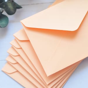 Mini Envelopes - PEACH - Set of 10 - Small Gift Card Holders, Wedding Advice Cards, Keepsake Pockets & Blank Enclosure Notes
