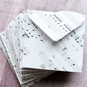 Mini cartes partitions - Lot de 10 // Cartes carrées // Cartes pour pièce jointe // Livre d'or // Meilleurs voeux // Cartes conseils // Notes d'amour