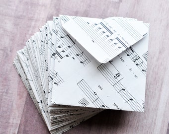 Sheet Music Mini Cards - Set of 10 // Square Cards // Enclosure Cards // Guestbook // Best Wishes // Advice Cards // Love Notes