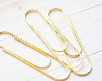 Gold Jumbo Paper clips - Large Bookmark, Planner Accessory - Set of 3