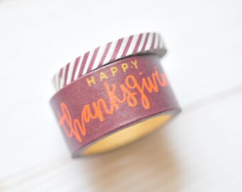 Happy Thanksgiving Washi Tape – Set of 2 Rolls - Holiday Planners, Scrapbooking, Journals & Decorative Packaging