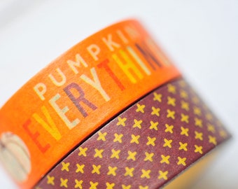 Pumpkin Everything Washi Tape – 2-Roll Set - Autumn Vibes for Fall Decorating, Scrapbook & Gift Tags