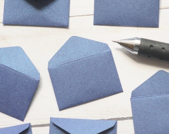 Tiny Envelopes - METALLIC SAPPHIRE- Set of 10 - 1x1.5 inch for Love Notes, Scrapbooking, Embellishment & DIY Paper Crafts