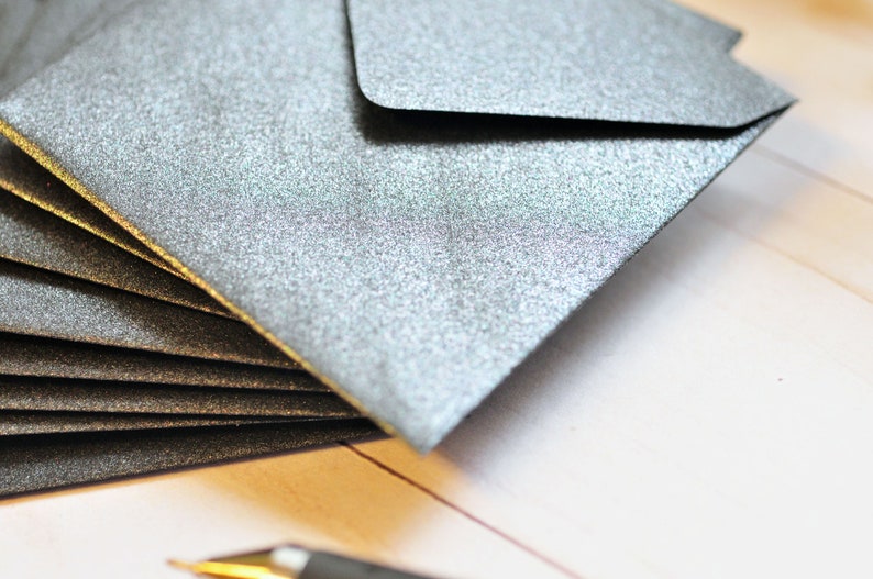 Mini Envelopes – Black Metallic – Set of 10 - 2" or 2.5" Square ...