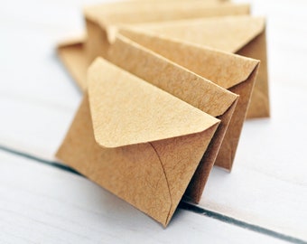 Tiny Envelopes - KRAFT // 1 inch x 1.5 inch // Blank Cards // Love Notes // Decoration // Embellishment // Journaling // Paper Projects