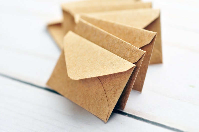 Tiny Envelopes KRAFT // 1 inch x 1.5 inch // Blank Cards // Love Notes // Decoration // Embellishment // Journaling // Paper Projects image 1