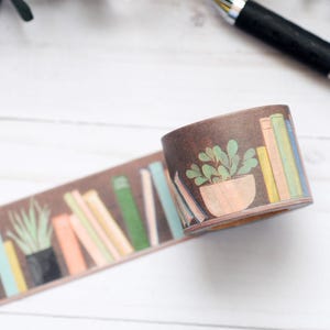 Book Lover Washi Tape – 30mm - Cozy Library Books & Plants