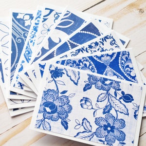 Blue and White Mini Cards - Set of 10 // Blank Cards // Gift Card Envelopes // Love Notes // Guestbook // Best Wishes // Advice Cards