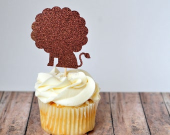 Lion Cupcake Topper // Party Decoration // Baby Shower Decor // Cake Topper // Glitter Cake Decoration // Cupcake Topper