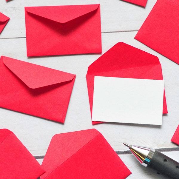 Tiny Envelopes -BRIGHT RED // 1 inch x 1.5 inch // Love Notes // Valentine // Tooth Fairy Note // Embellishment // Decoration // Scrapbook