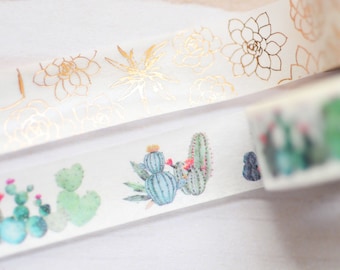 Cactus Washi Tape // 2 rolls // 15 mm // 10 yards // Plant Washi Tape // Decorative Tape // Planner Accessory // Succulent // Plant Lady