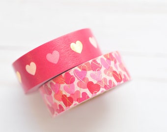 Valentine Washi Tape - 2 rolls // 15mm // 10 yards // Heart // Cupid Arrow // Decorative Tape // Holiday Washi // Planner Accessory