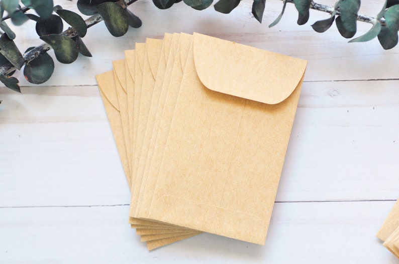Mini Envelopes Kraft // Set of 10 // Love Notes // Packaging // Paper Crafting // Square Envelopes // Gift Card Envelopes Pocket