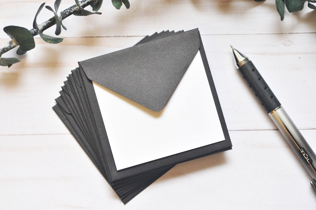 Mini Envelopes - Black – Set of 10 - Small Note Cards for Gifts, Advice ...