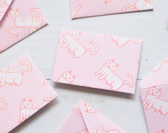 Tiny Cat Love Notes - Set of 10 // Blank Cards // Kitten Note Card // Embellishment // Decoration // Animal Stationery // Ephemera // Kitty