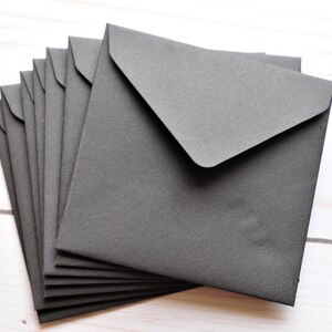 Mini enveloppes - Noir - Lot de 10 // 2 x 2 // Cartes vierges // Mini cartes pour correspondance // Cartes conseils // Enveloppes carrées // Petites enveloppes