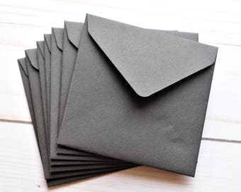 Mini Envelopes - Black - Set of 10 // 2 x 2 // Blank Cards // Mini Note Cards // Advice Cards // Square Envelopes // Small Envelopes