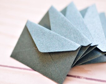 Tiny Envelopes - METALLIC BLUE- Set of 10 // Love Notes // Embellishment // Decoration // Scrapbook // Journals // Blank Cards // Planner