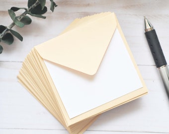 Mini Envelopes - Beige // Set of 10 // Cream // Blank Cards // Gift Card Envelopes // Square Cards // Love Notes // Card Set // Advice Cards