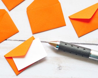 Tiny Envelopes - BRIGHT ORANGE // 1 inch x 1.5 inch // Love Notes // Embellishment // Decoration // Scrapbook // Journals // Blank Cards