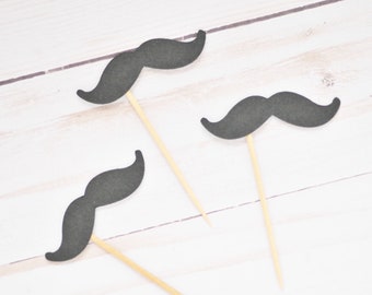 Mustache Cupcake Toppers - SET OF 12 // Party Decorations // Little Man // Baby Shower // Party Decoration // Birthday Party // Father's Day