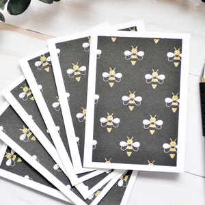 Golden Bee Mini Cards – Set of 4 - Blank Gold Foil Notes with Envelopes for Gifts or Nature Lovers